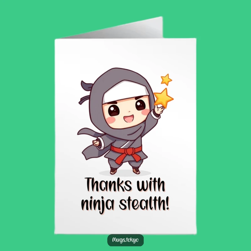 Free Printable Thank You Card: Playful Ninja Toss Funny Downloadable Gift