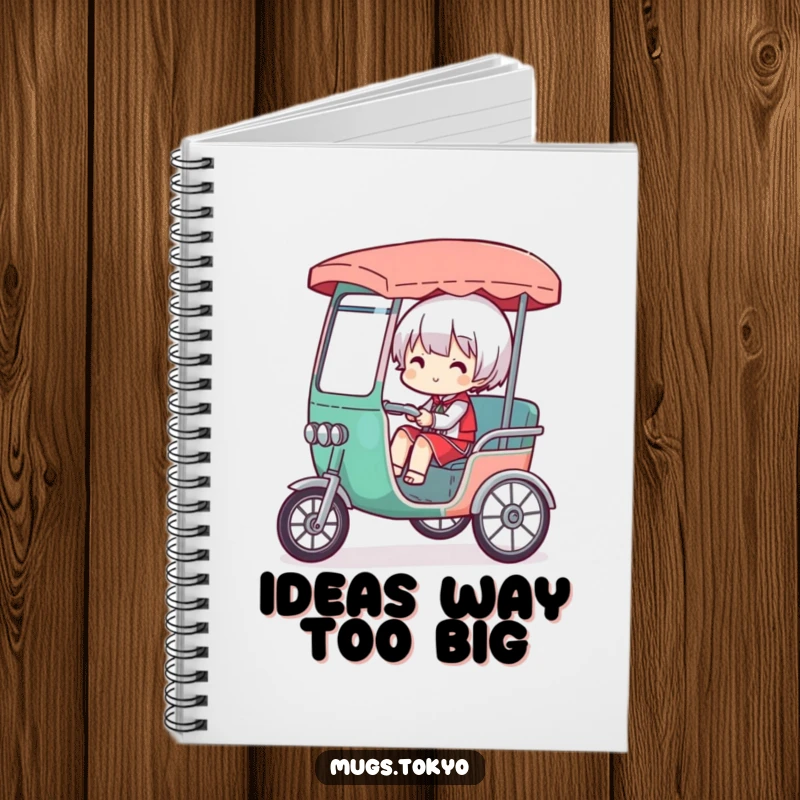 Funny notebook cover with a character comically overloaded in a tiny rickshaw, great for jotting down notes about life's many tasks.