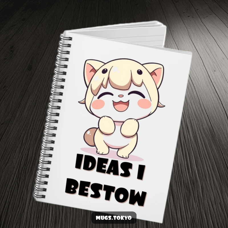 Funny notebook cover with a character bowing cheerfully with a wide, happy grin, great for taking notes with a positive and humorous attitude.