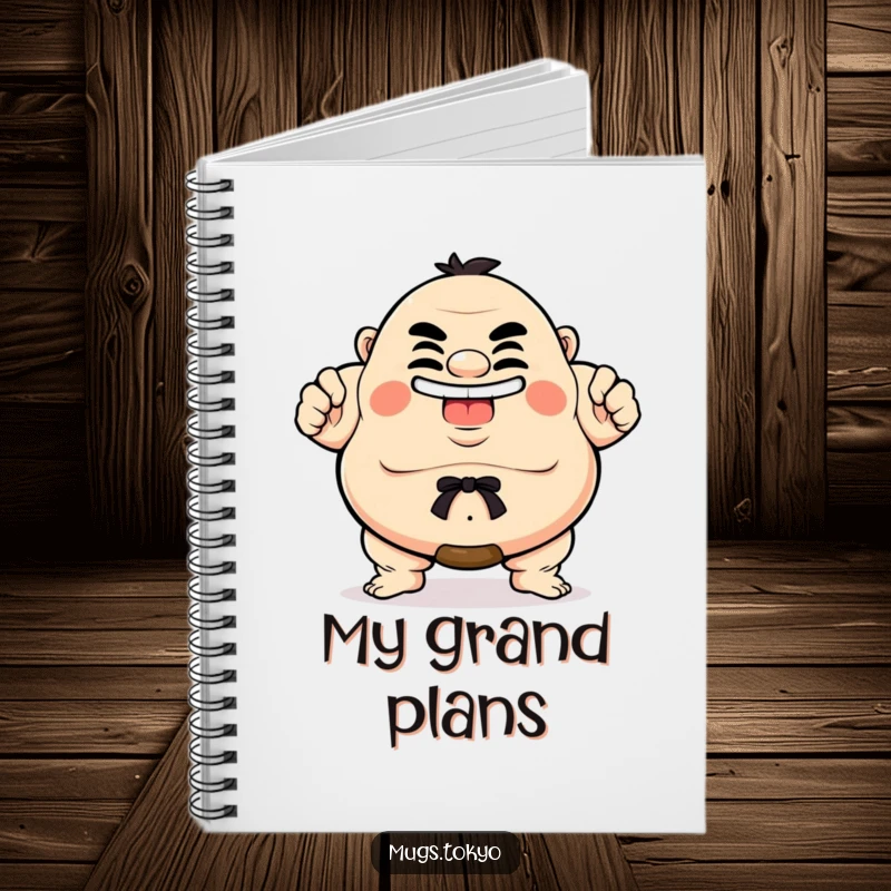 Funny Notebook with a proud sumo wrestler character, complete with a hilarious grin, ideal for jotting down notes and funny thoughts.