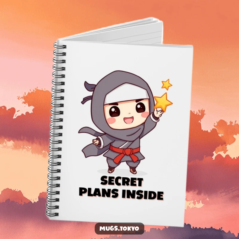 Funny Notebook: A grinning ninja playfully tossing a throwing star, inspiring strategic thinking and fun.