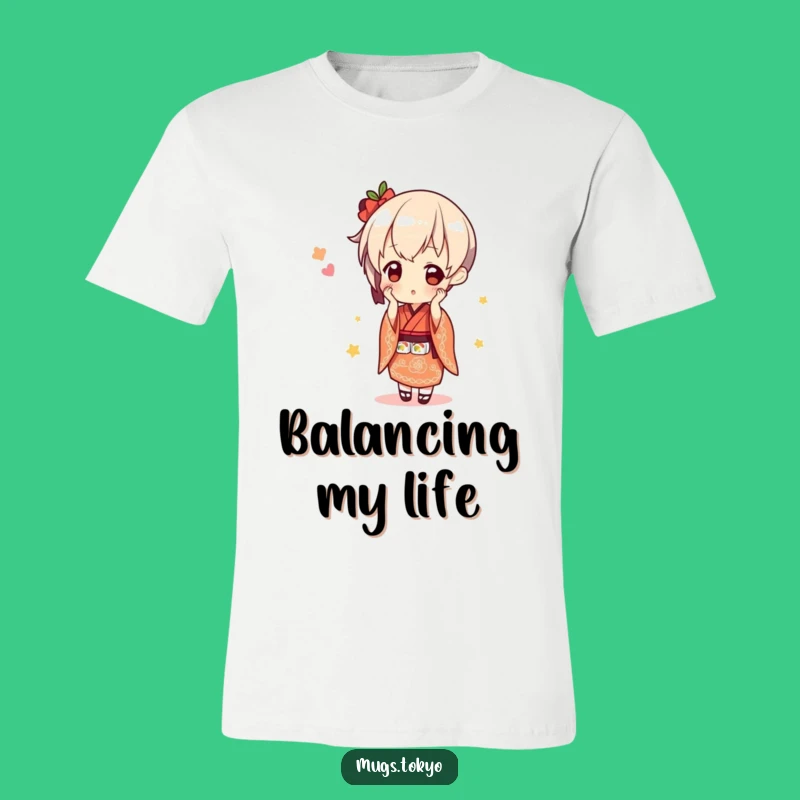 Funny Sushi Balance Tee: Kimono Character Shirt, Adorable Funny Gift