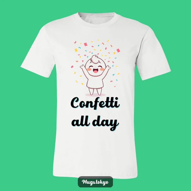 Funny Confetti Tossing T-Shirt - Cheerful Character Celebration Tee Gift