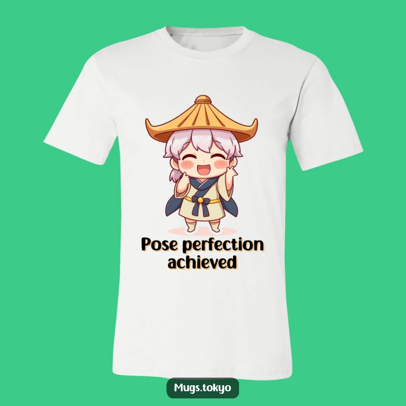 Funny Japanese Hat Pose T-Shirt - Quirky Character Apparel - Comedic Cultural Gift