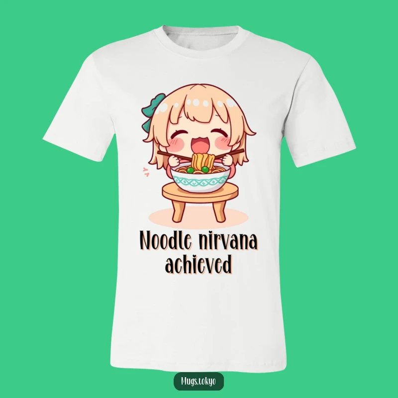 Funny Noodle Time Tee: Character's Joyful Meal, Hilarious Comfort