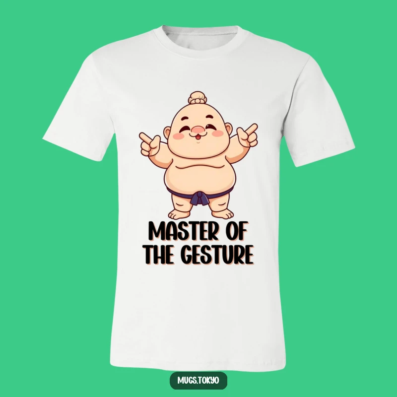 Funny Sumo Wrestler Points T-Shirt - Bold Character Tee