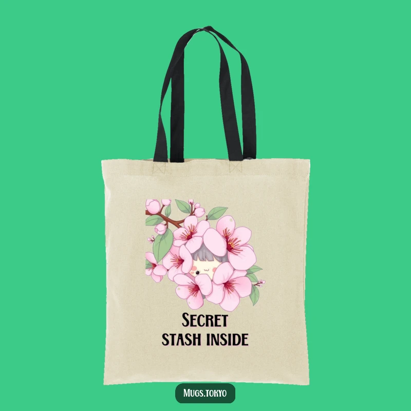 Funny Cherry Blossom Tote Bag - Playful Character Spring Carry-All Gift