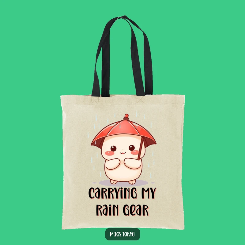 Funny Dumpling Tote Bag: Cute Umbrella Character - Adorable Rainy Day Carryall