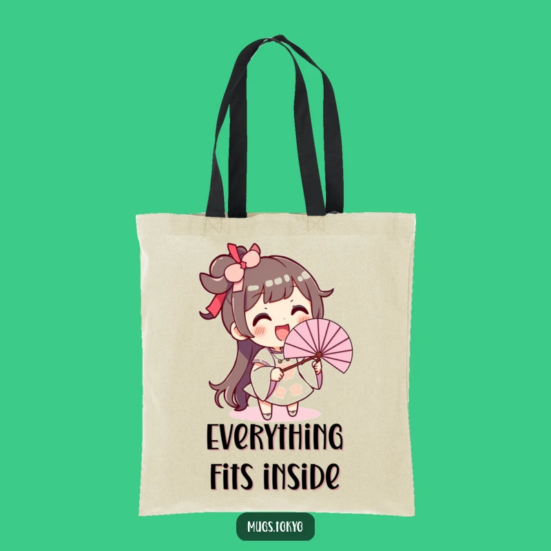 Funny Fan Waving Tote Bag: Excited Character, Carry Your Coolness
