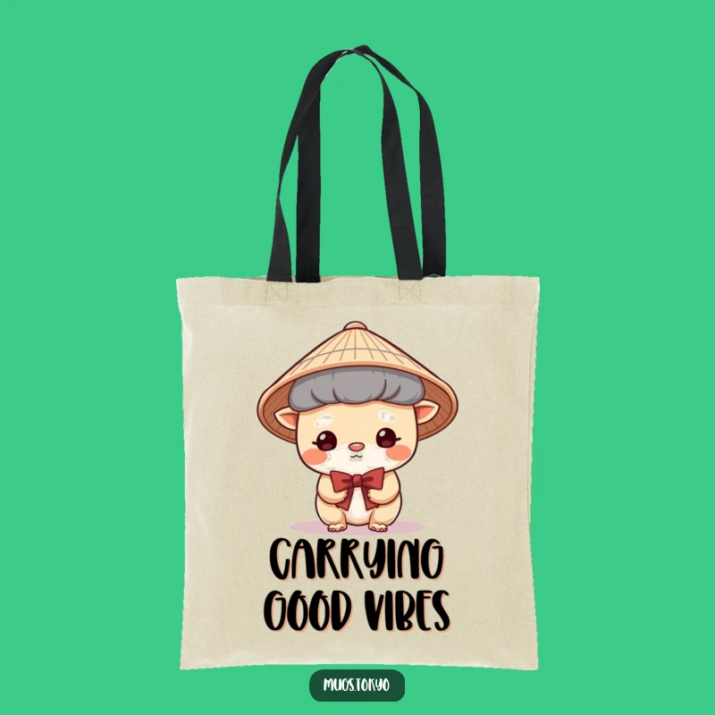 Funny Japanese Hat Tote Bag: Carry Your Essentials with Shy Grace