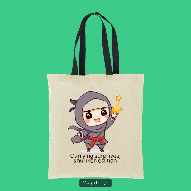 Funny Ninja Tossing Star Tote Bag, Chic Funny Ninja Accessory Gift