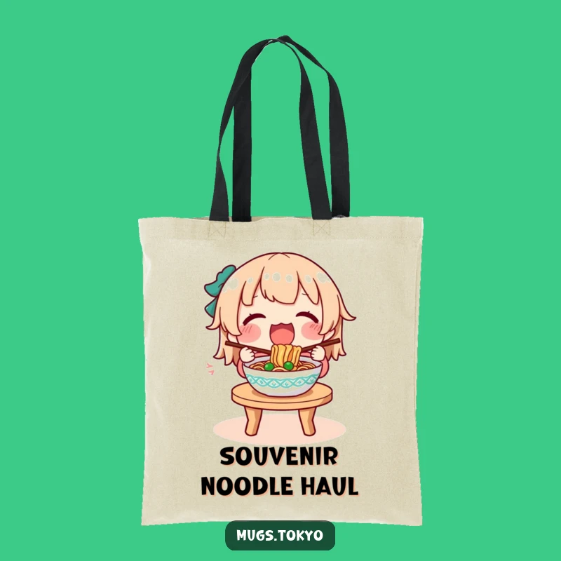 Funny Noodle Run Tote Bag: Character's Mealtime Haul, Stylish and Humorous