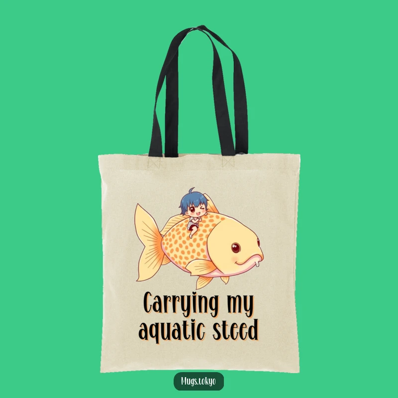 Funny Tiny Rider Goldfish Tote - Spacious & Hilarious Carryall Gift!