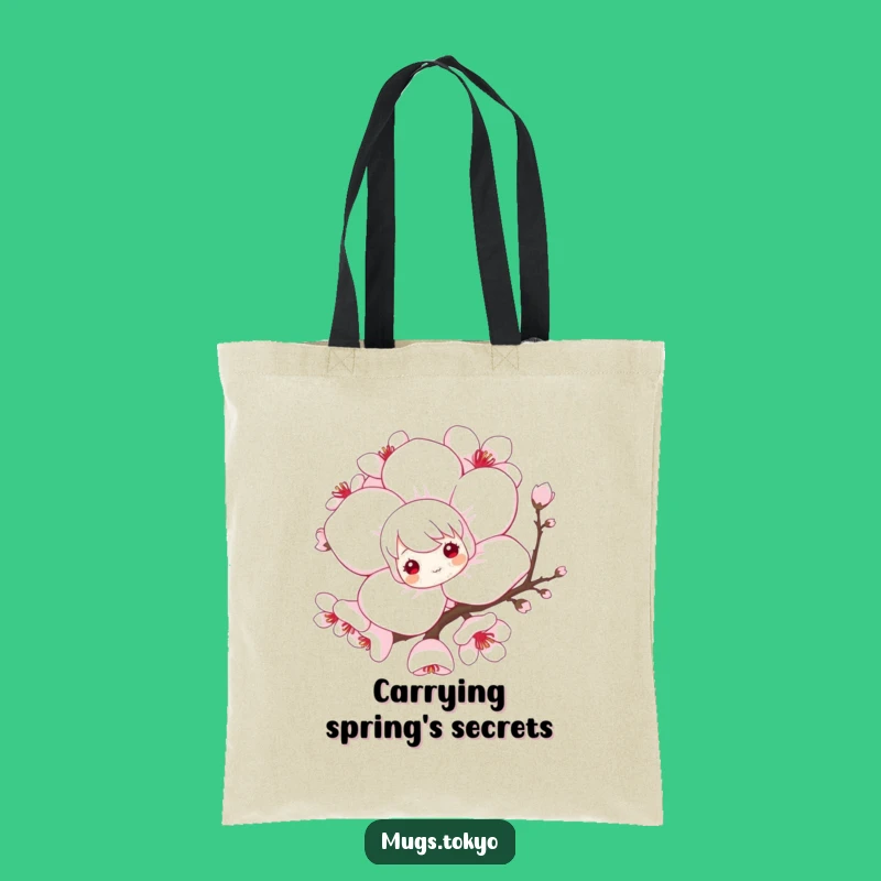 Funny Tote Bag: Cherry Blossom Peek, Perfect Trendy Humor Gift!